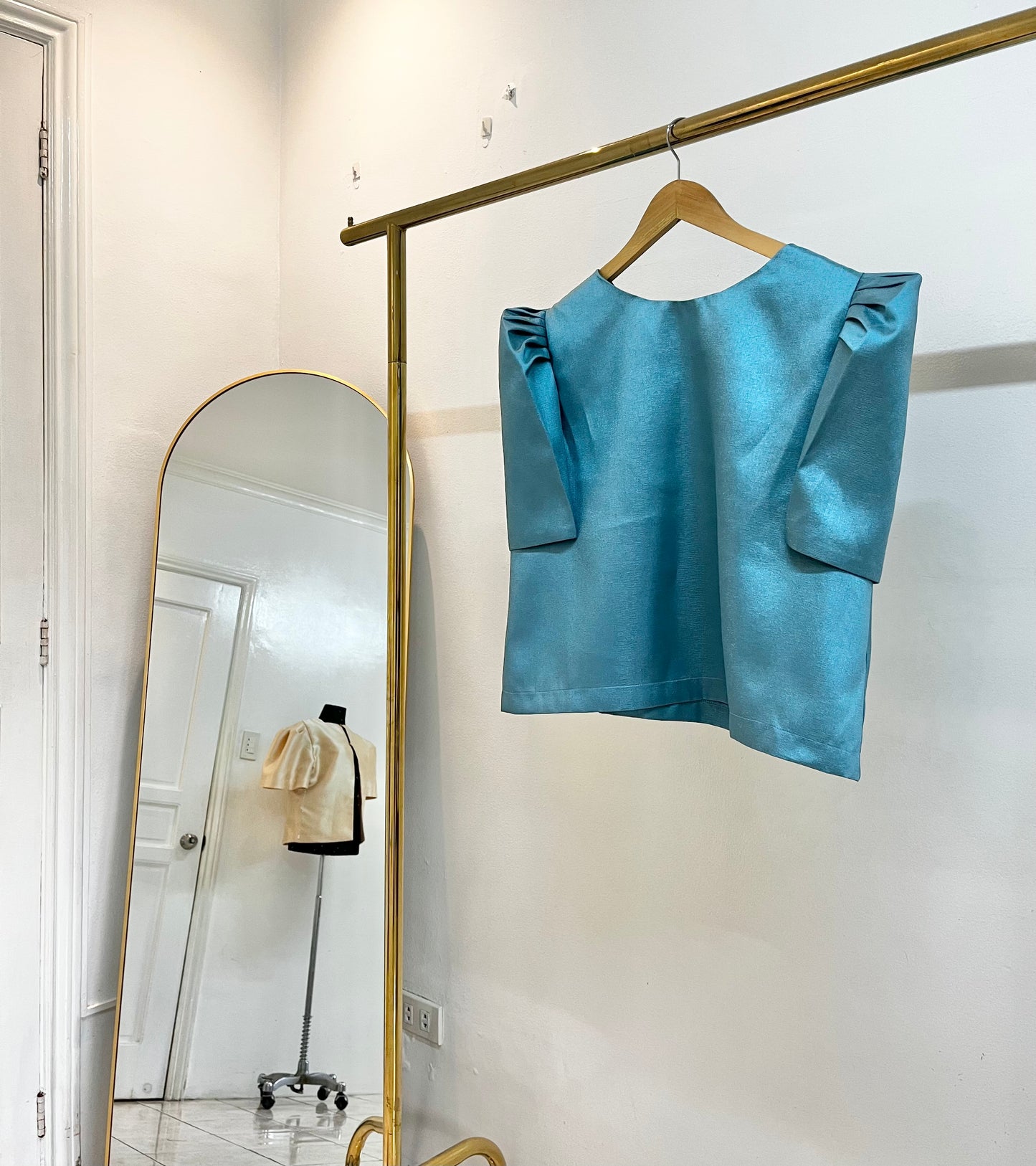 Metallic Teal Officina Top Plus Size 40 Bust