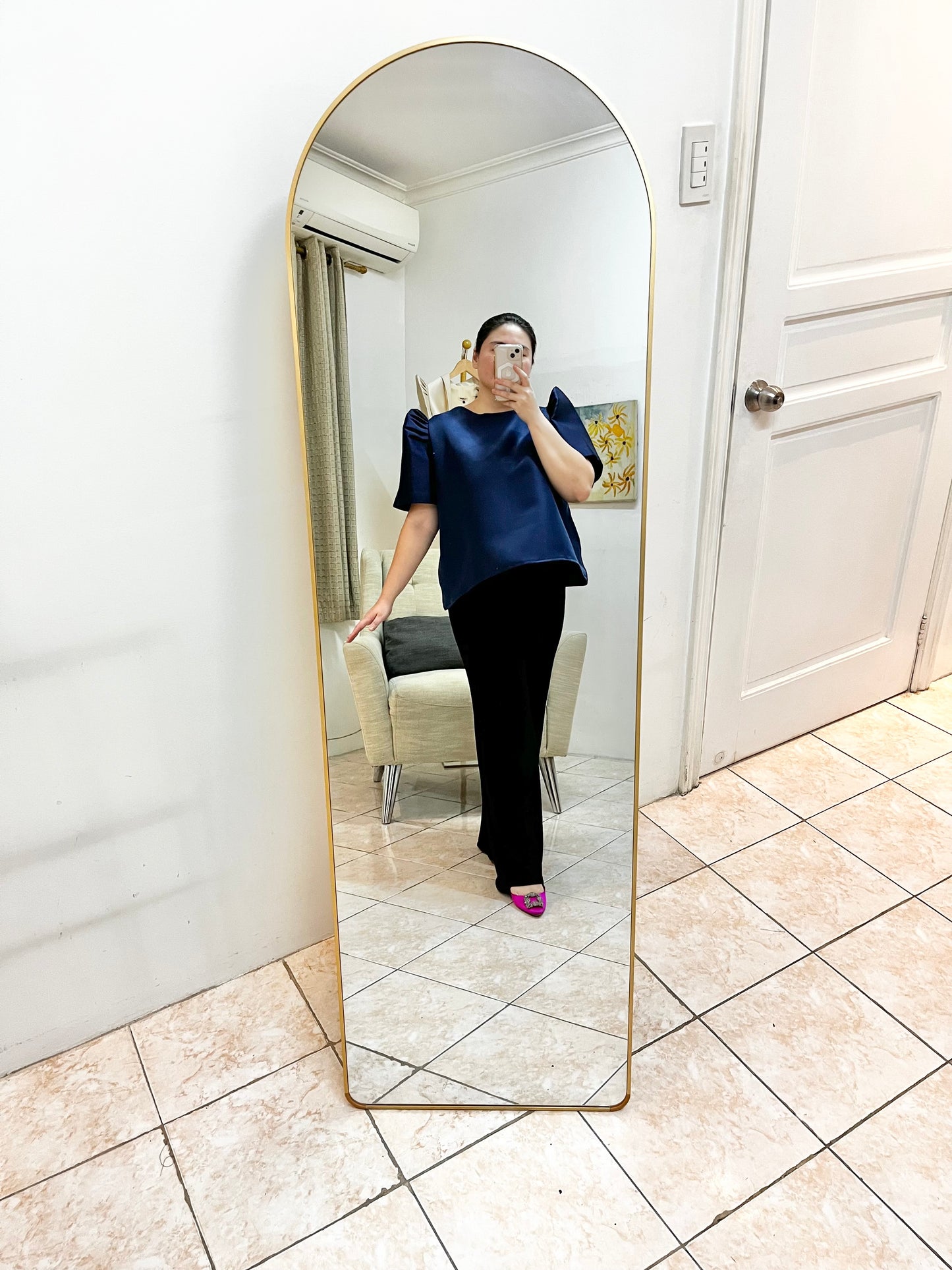 Filipiniana Daily Plus Size Trapeze Oversized in Navy Blue Italian Gazaar