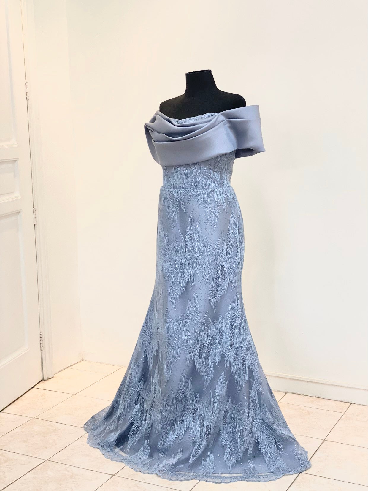 Jessica Beaded Lace with Drape