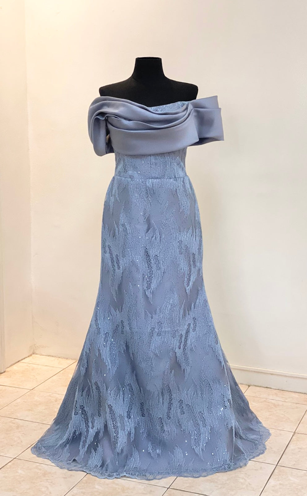 Jessica Beaded Lace with Drape