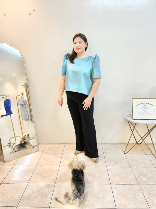 Metallic Teal Officina Top Plus Size 40 Bust